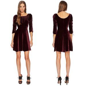The Kooples Bliss Velvet Dress - BURGUNDY